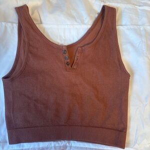 Women's Ribbed Tank Top - Brown